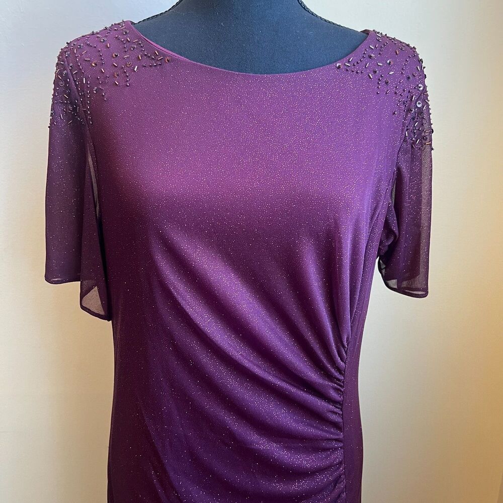 SLNY Burgundy sparkle dress floor length sequins size 4 NWT
